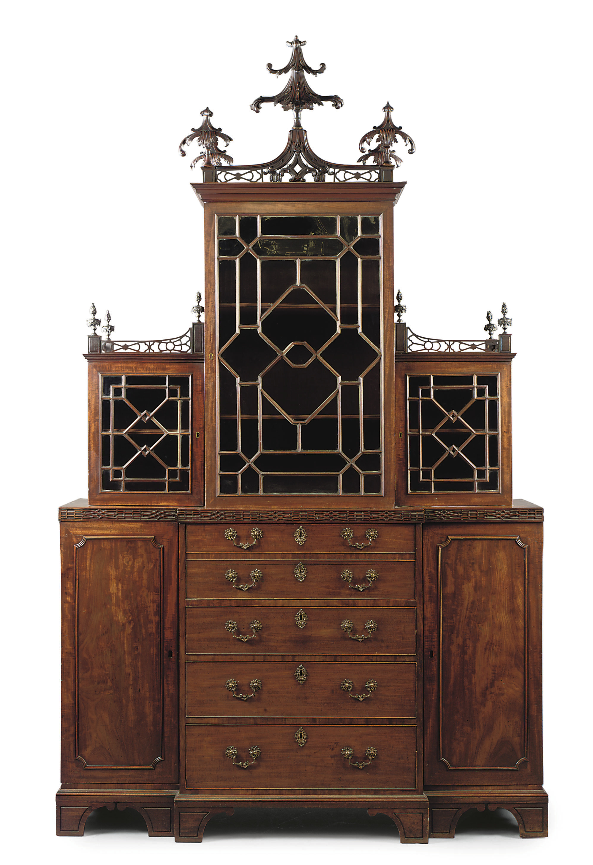 A LATE II MAHOGANY BREAKFRONT , ATTRIBUTED TO
