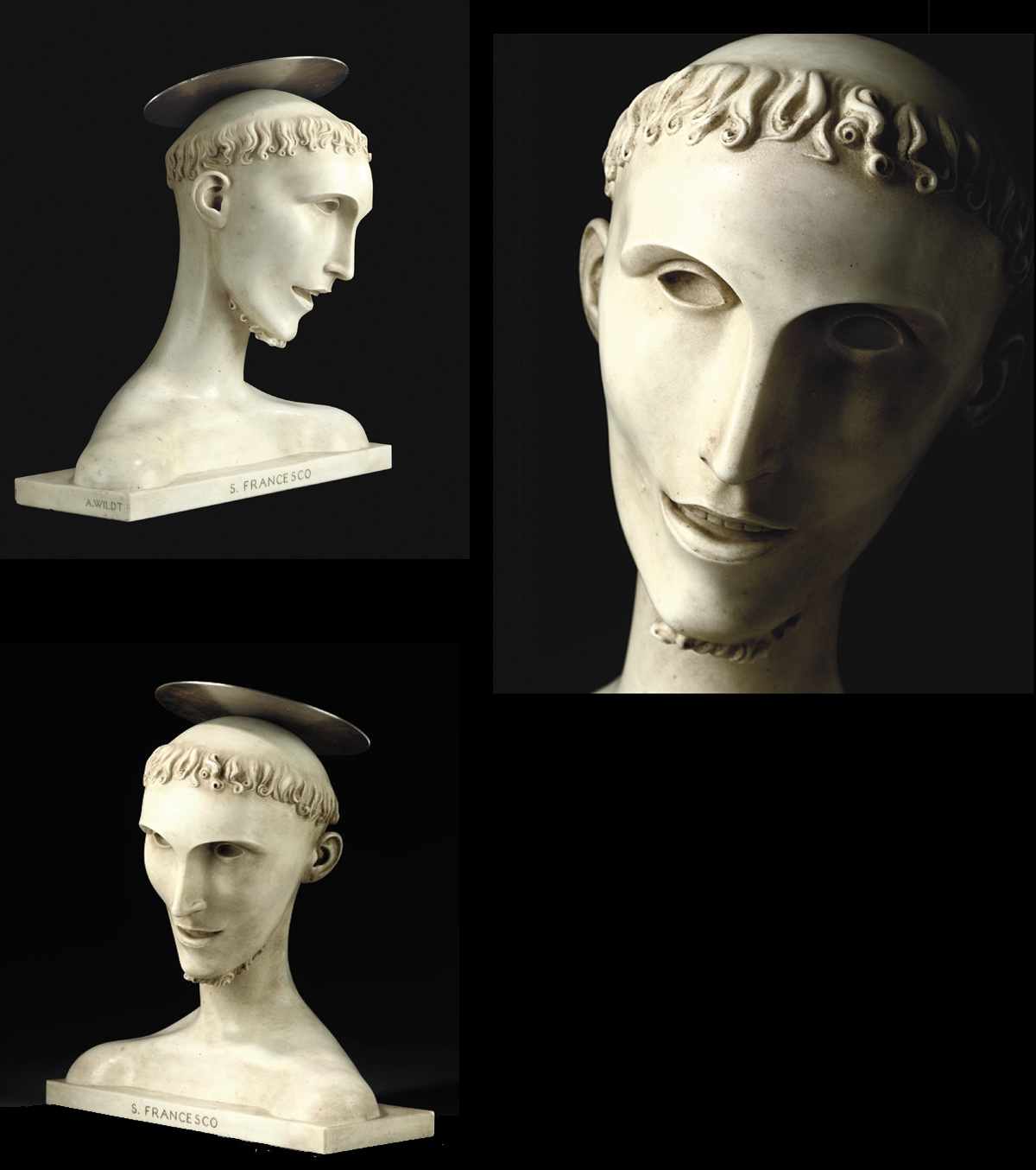 AN ITALIAN MARBLE BUST OF SAN FRANCESCO , BY ADOLFO WILDT, CIRCA