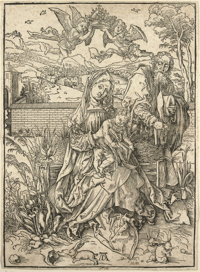 The Holy Family with three Hares (B. 102; M., Holl. 212; S.M.S. 108) 
