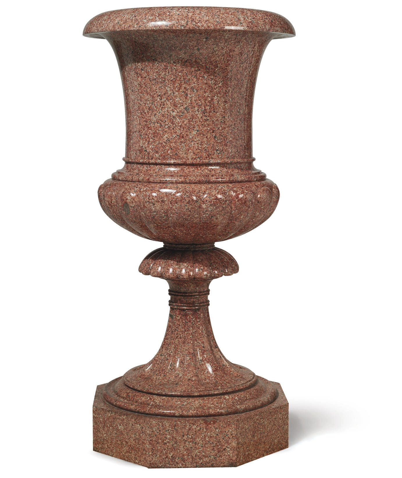A SWEDISH PINK GRANITE VASE OF MONUMENTAL SIZE , CIRCA 18201840