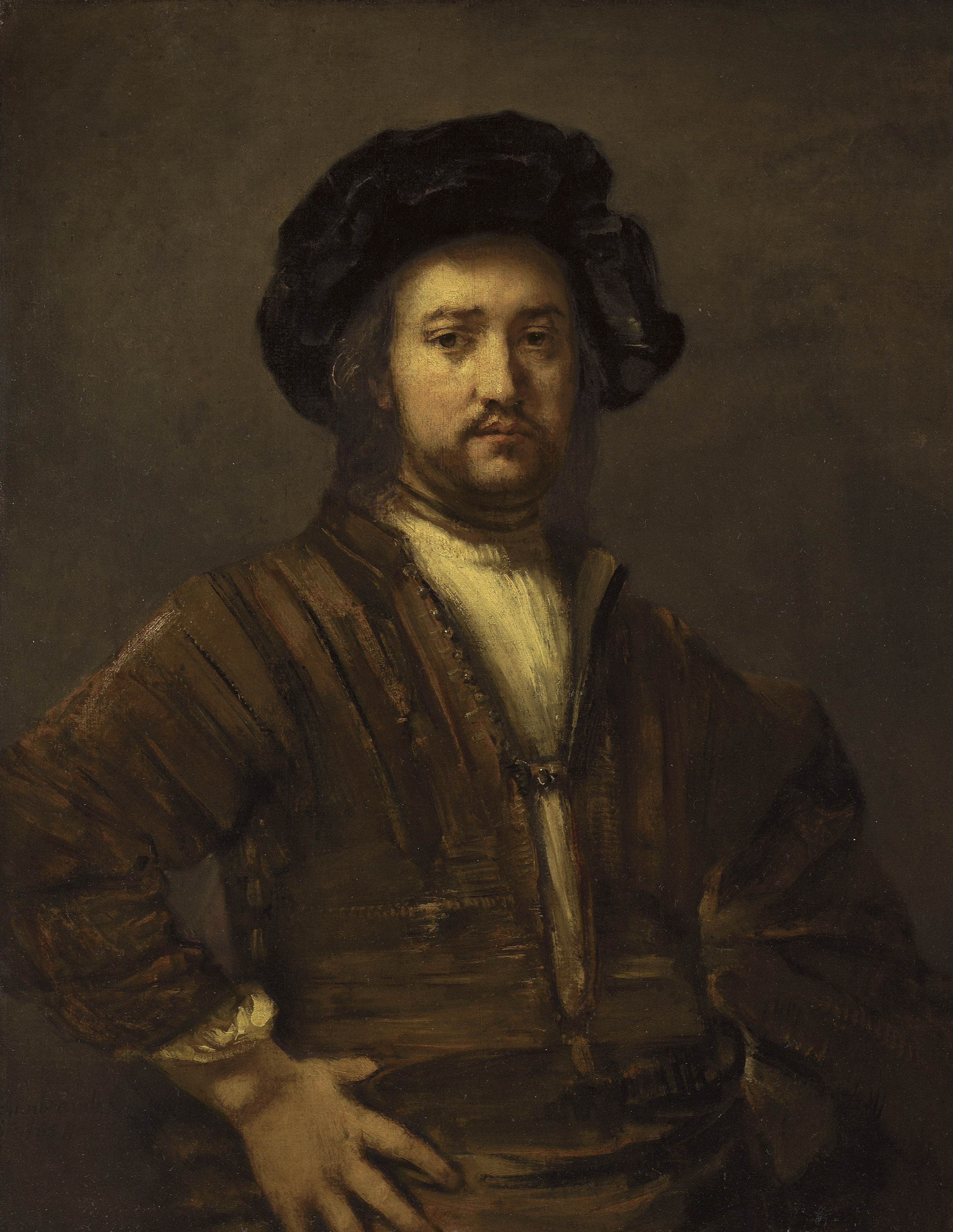 Rembrandt Harmensz. van Rijn (Leiden 1606-1669 Amsterdam) , Portrait of a  man with arms akimbo | Christie's, image size:2770x3580