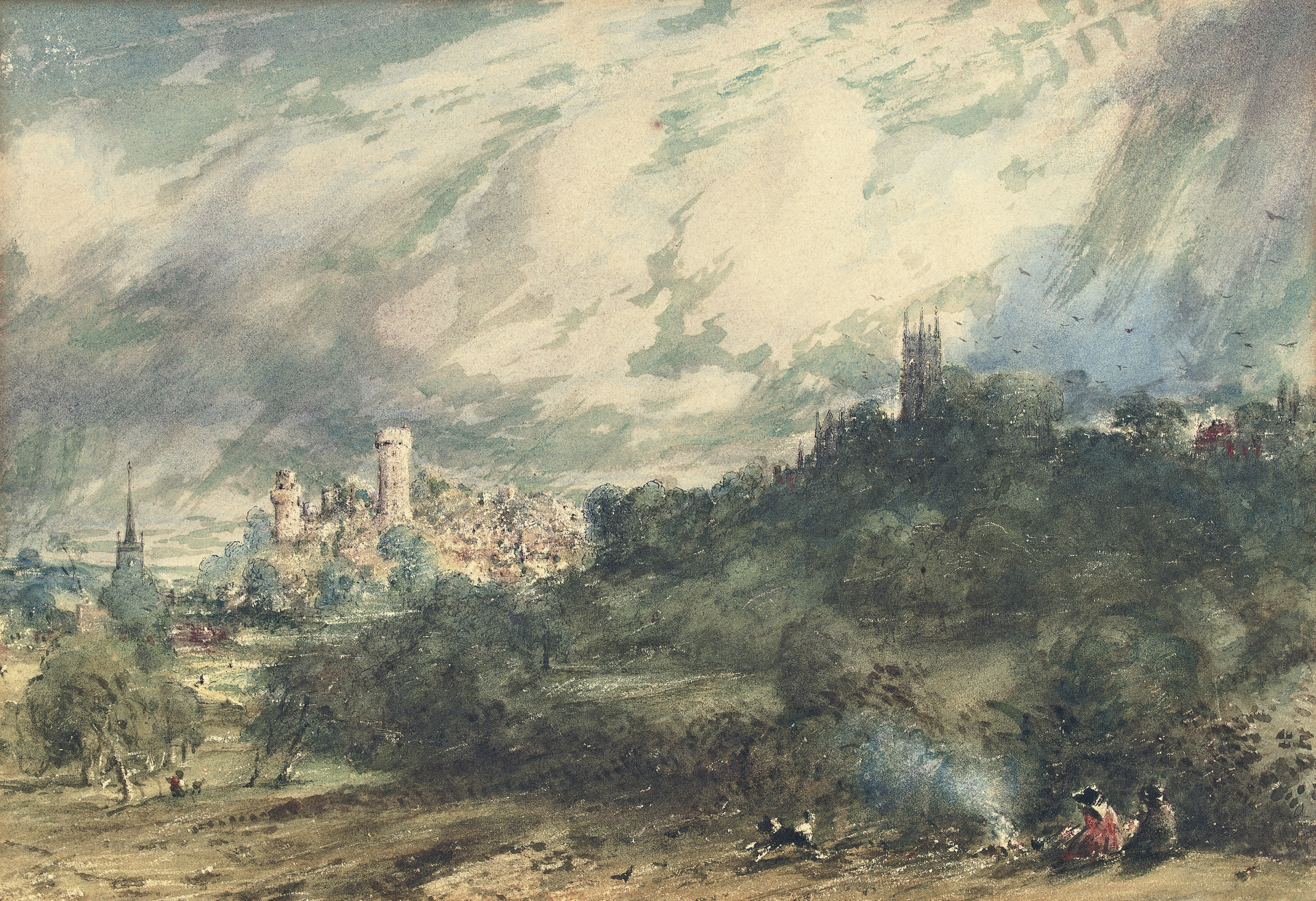 Warwick Castle from the Kenilworth Road, Warwickshire 
