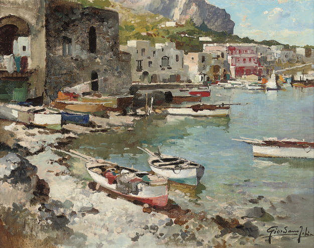 Felice Giordano (Italian, 18801964) , A Capri harbour Christie's