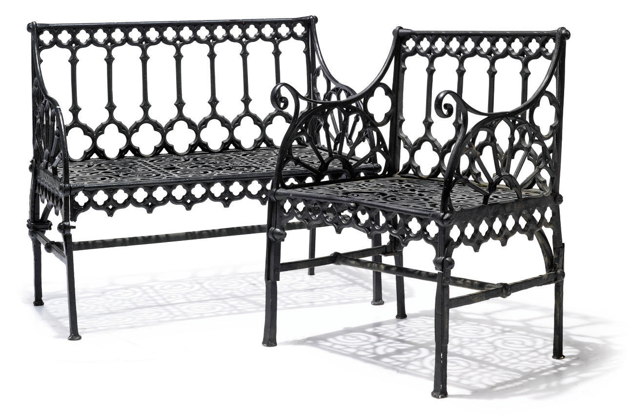 A Coalbrookdale Pattern Cast Iron Garden Bench Second Half 20th