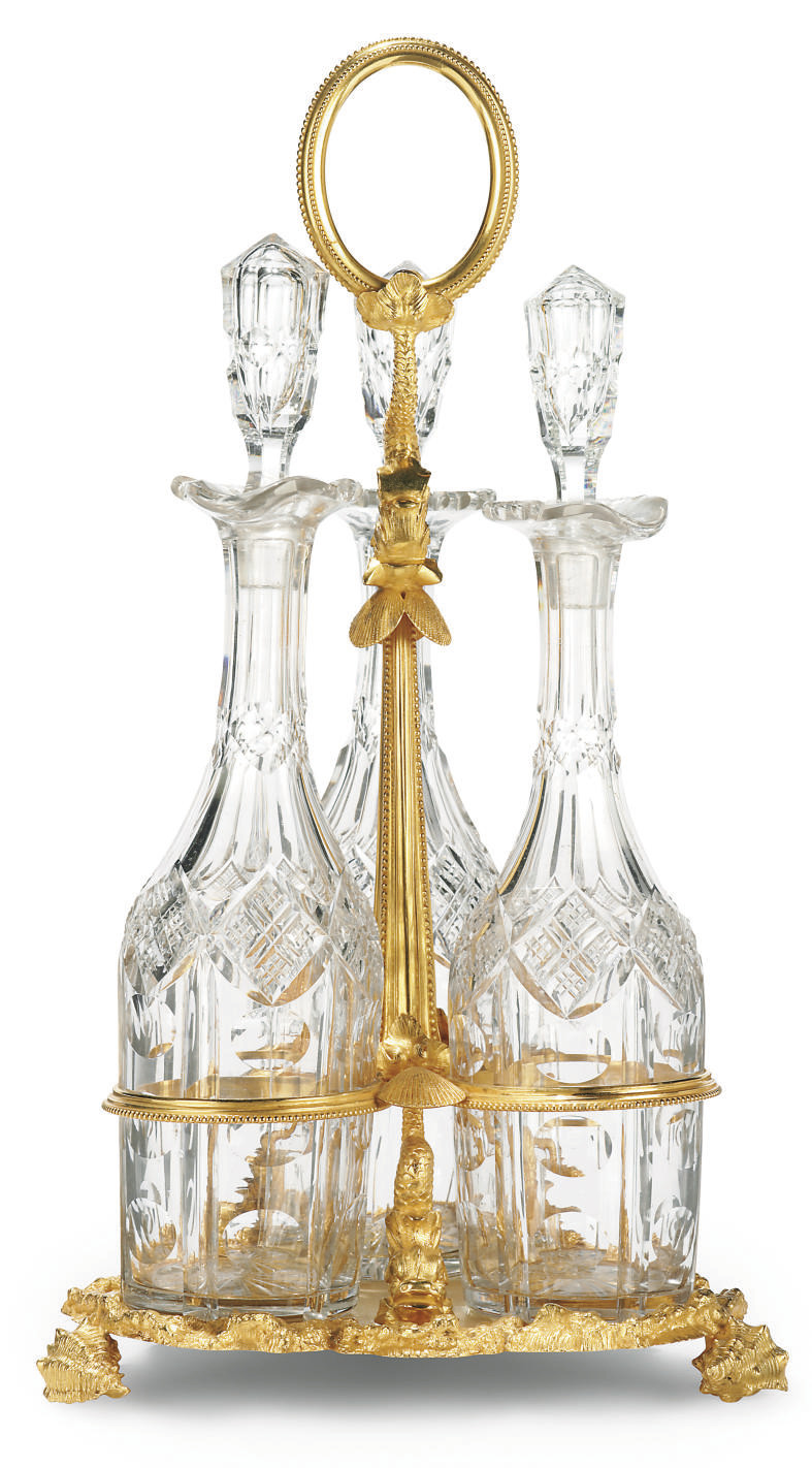 A VICTORIAN GILTBRONZE DECANTER STAND