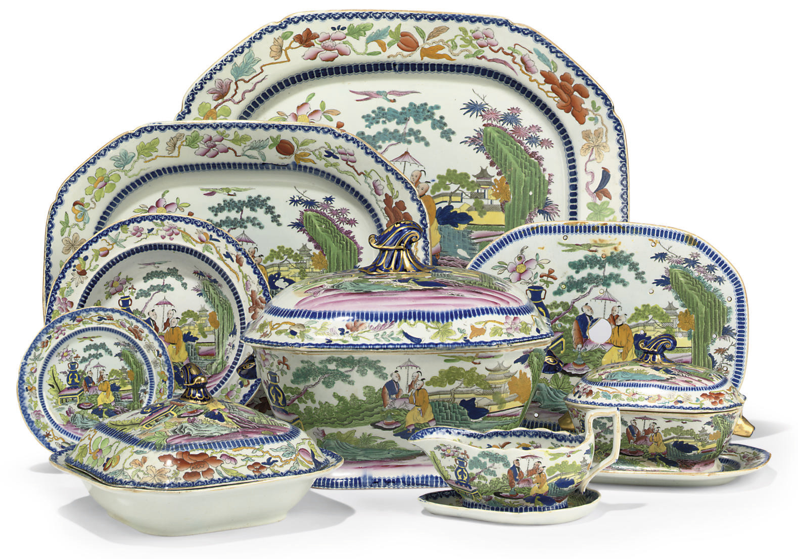 A MASON'S IRONSTONE IMARI PART DINNERSERVICE , CIRCA 1820, PRINTED