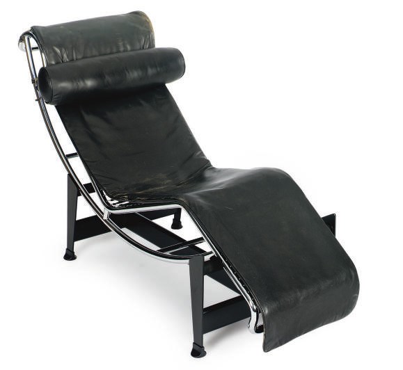 A STEEL, CHROMEDMETAL AND LEATHER CHAISELONGUE, , ORIGINALLY DESIGNED