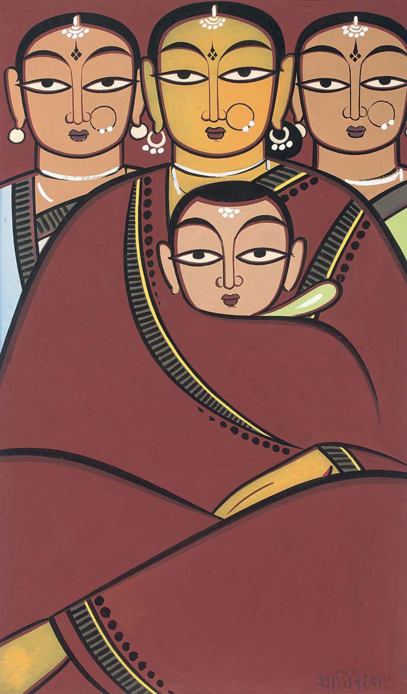 JAMINI ROY (18871972) , Untitled (Three Women and Child