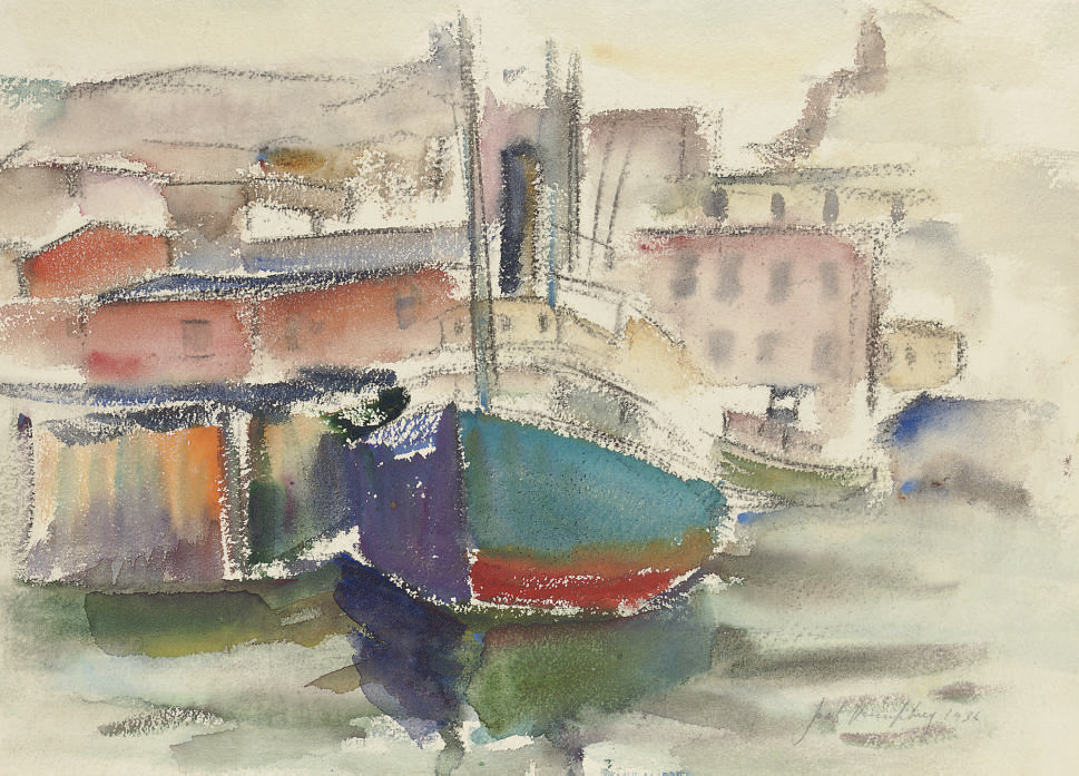 Jack Humphrey (New Brunswick 19011967) , A harbor scene (recto), A