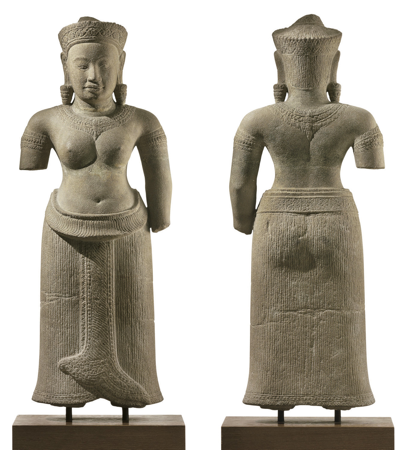 A sandstone figure of Vishnu , KHMER, ANGKOR PERIOD, BAPHUON STYLE