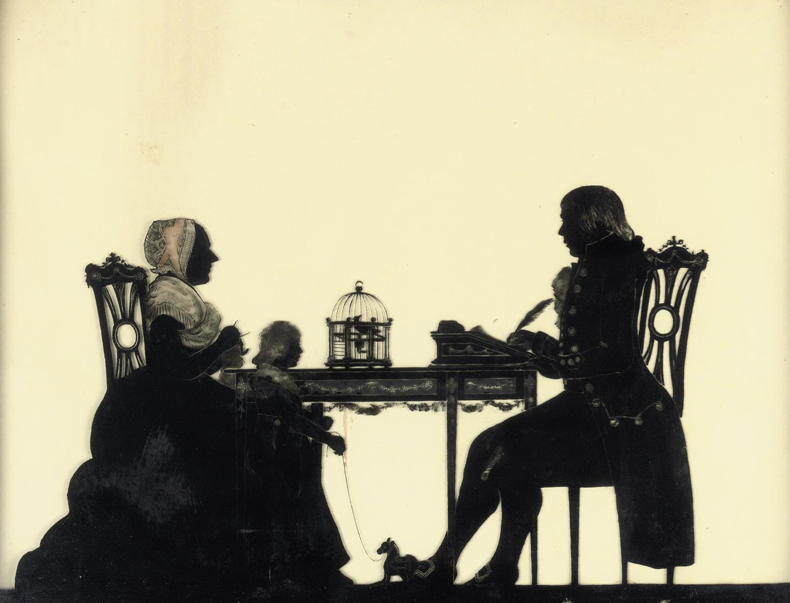 A Reverse Glass Silhouette Painting Dutch Or English Late 18th