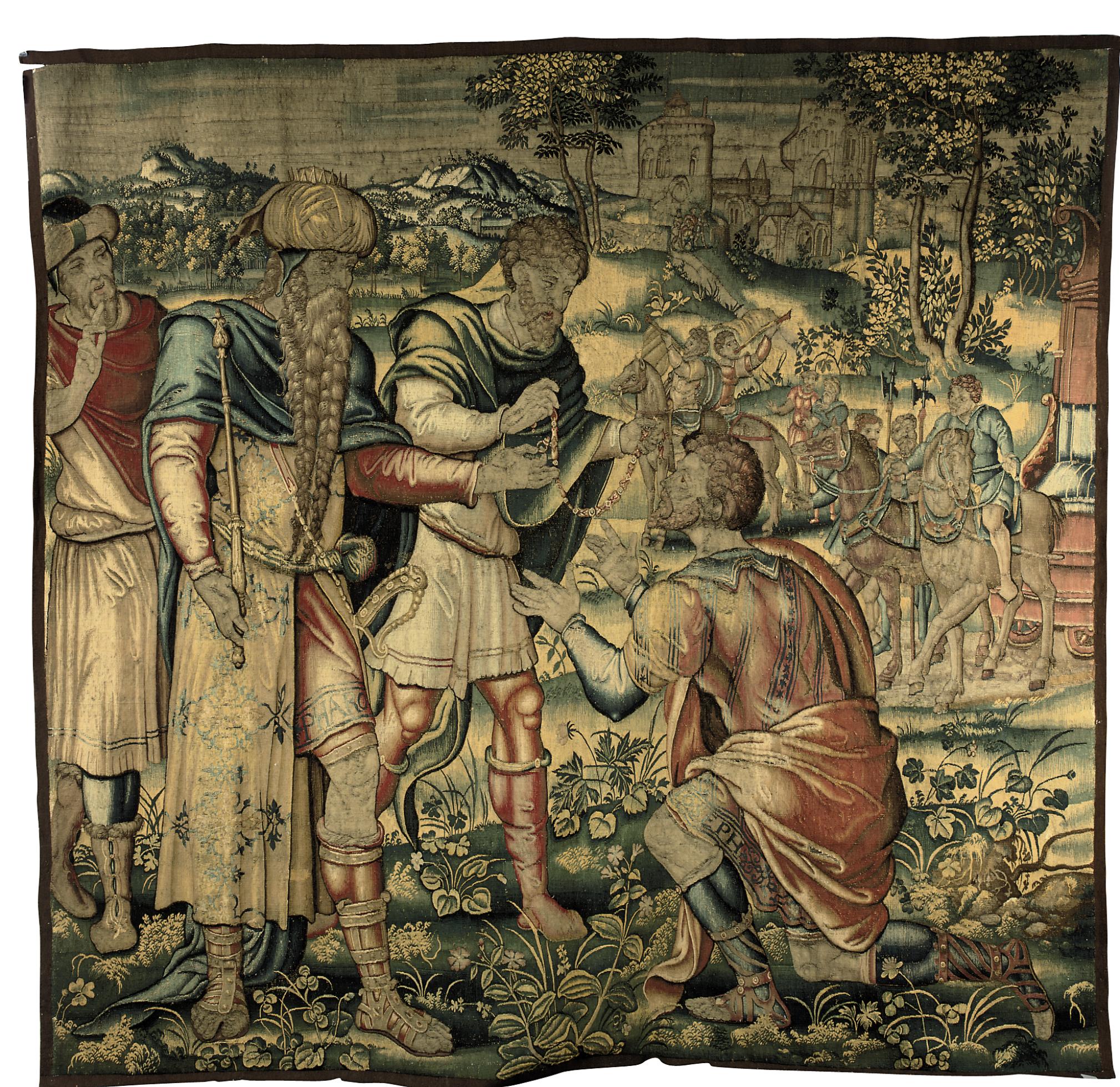 A BRUSSELS BIBLICAL TAPESTRY DEPICTING JOSEPH MADE RULER IN EGYPT , MID