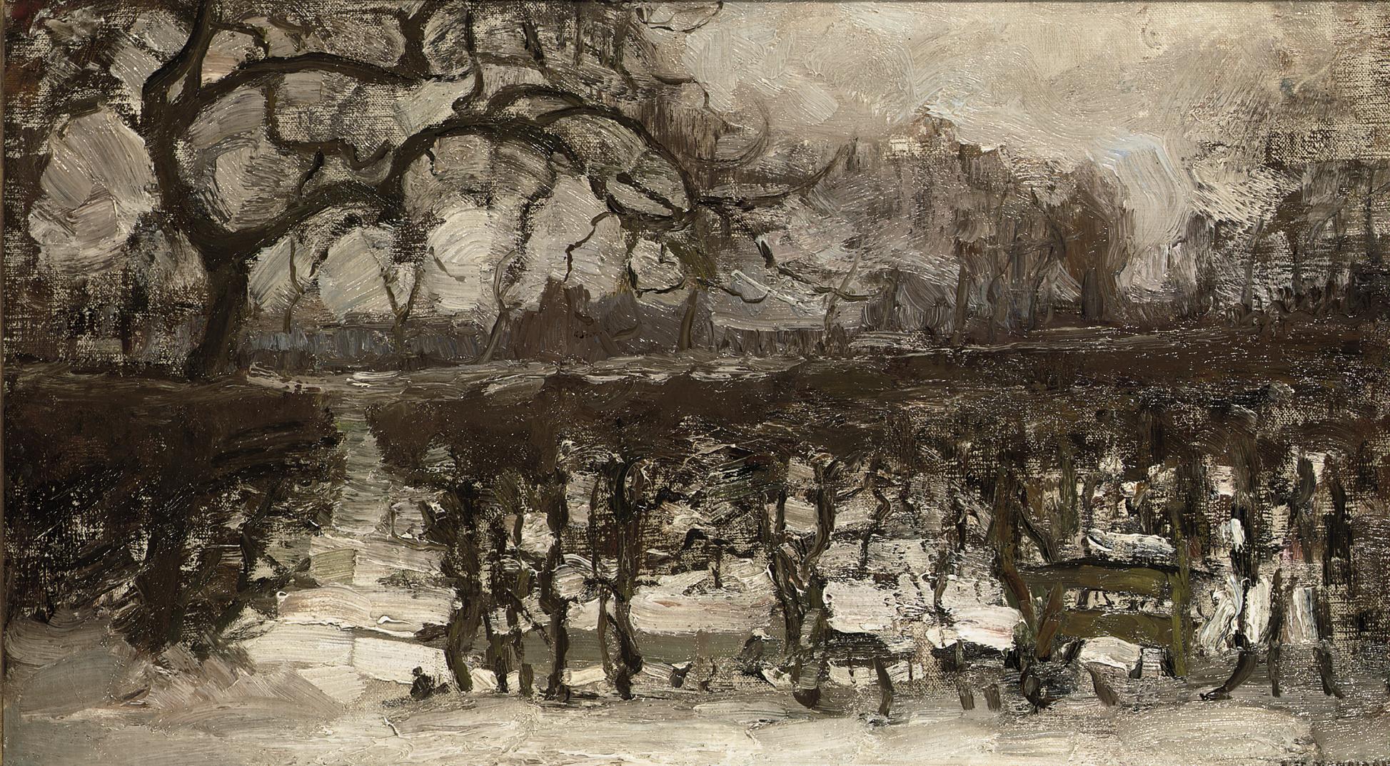 Landscape with Apple Tree at Left: Winter Landscape 
