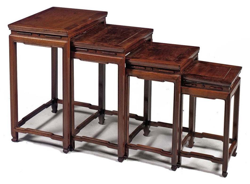 A SET OF FOUR CHINESE HARDWOOD SIDE TABLES , 20TH CENTURY Christie's