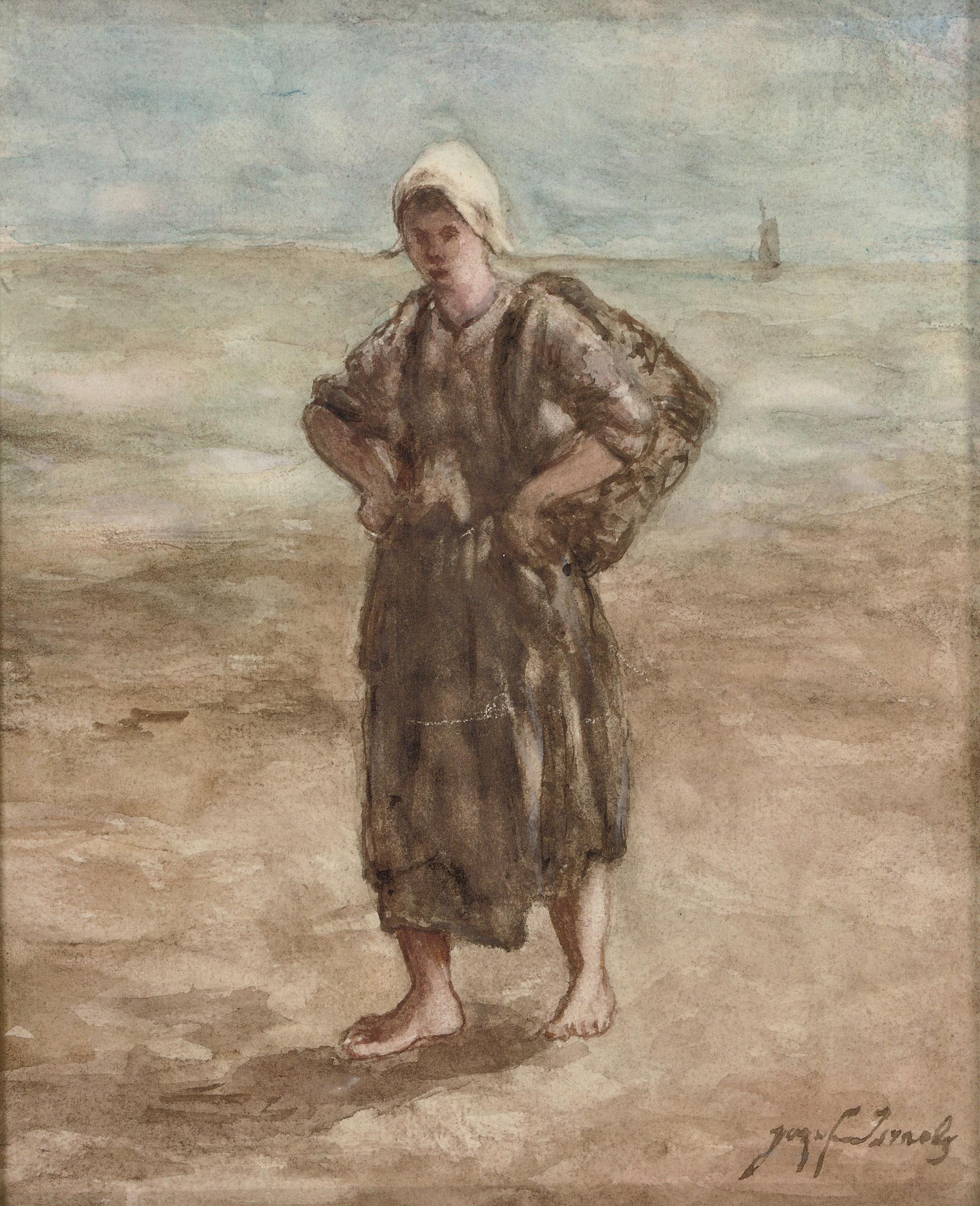 Picture of Jozef Israels in 1824  -1911 - A girl on the beach