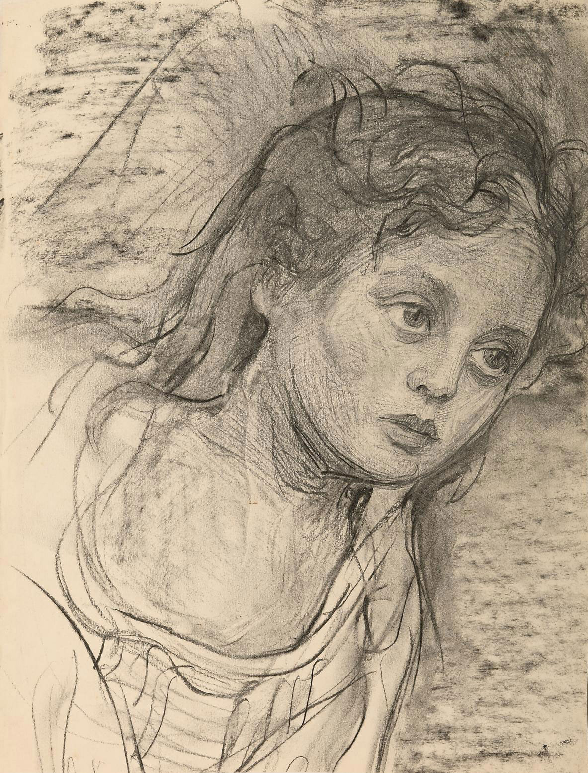 Young woman leaning to her left 
