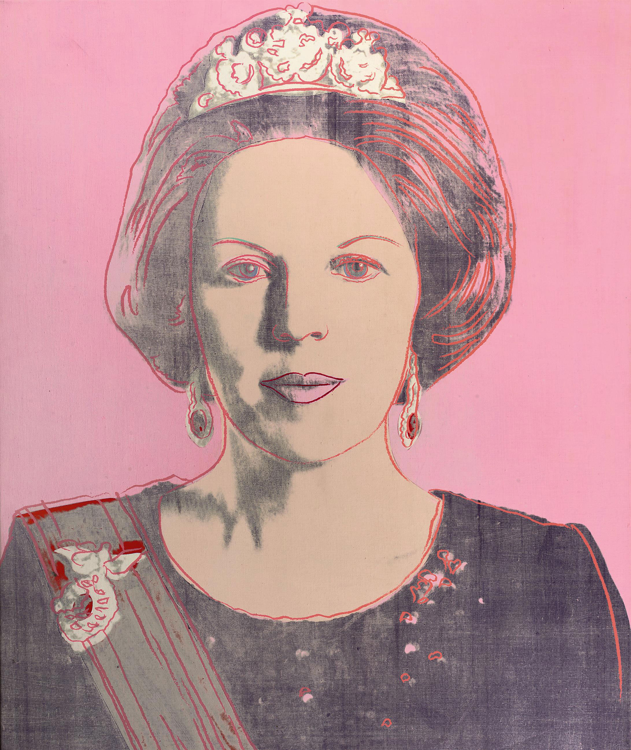 Andy Warhol (1928-1987), Reigning Queens: Queen Beatrix of the Netherlands. 127 x 106.5 cm. Sold for &euro;409,000 on 30 November 2010 at Christie&rsquo;s in Amsterdam. Artwork: &copy; 2022 The Andy Warhol Foundation for the Visual Arts, Inc / Licensed by DACS London