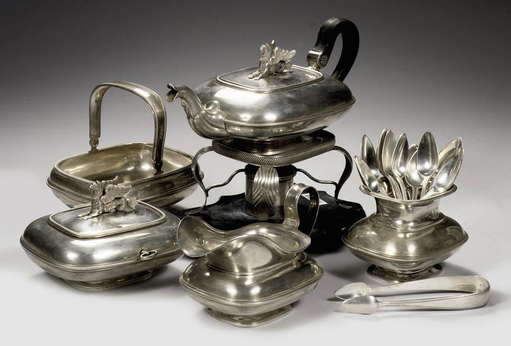 A Dutch silver fivepiece teaservice , MAKER'S MARK OF THEODORUS