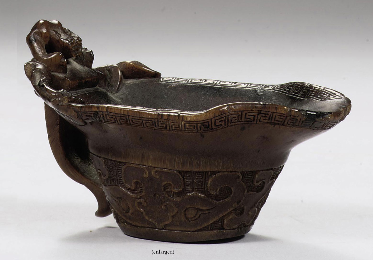 A Chinese rhinoceros horn libation cup