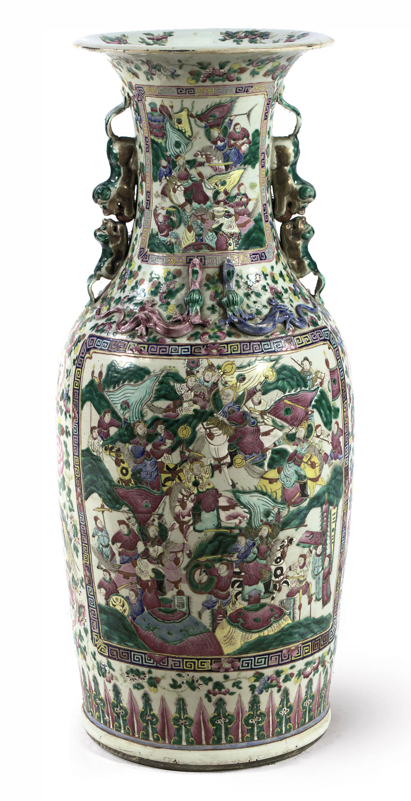 A LARGE CHINESE CANTON FAMILLE ROSE VASE , LATE 19TH 20TH CENTURY
