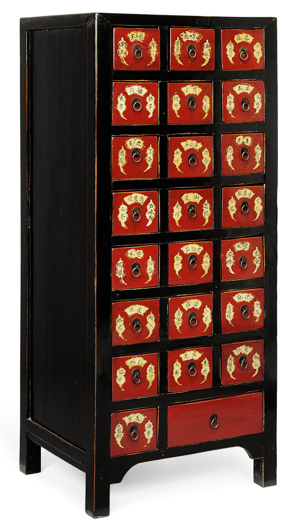 A Chinese Black And Red Lacquer Apothecary S Cabinet Late 19th