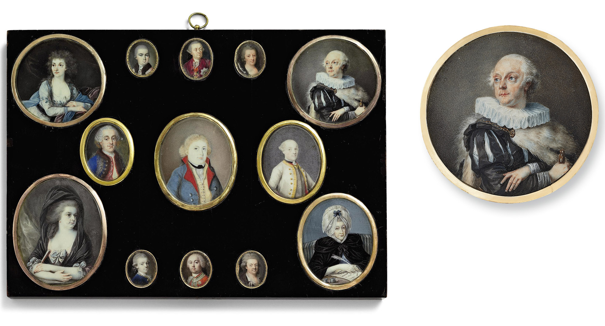 A FRAME CONTAINING PORTRAITS OF THE ESTERHAZY AND PALFFY FAMILIES