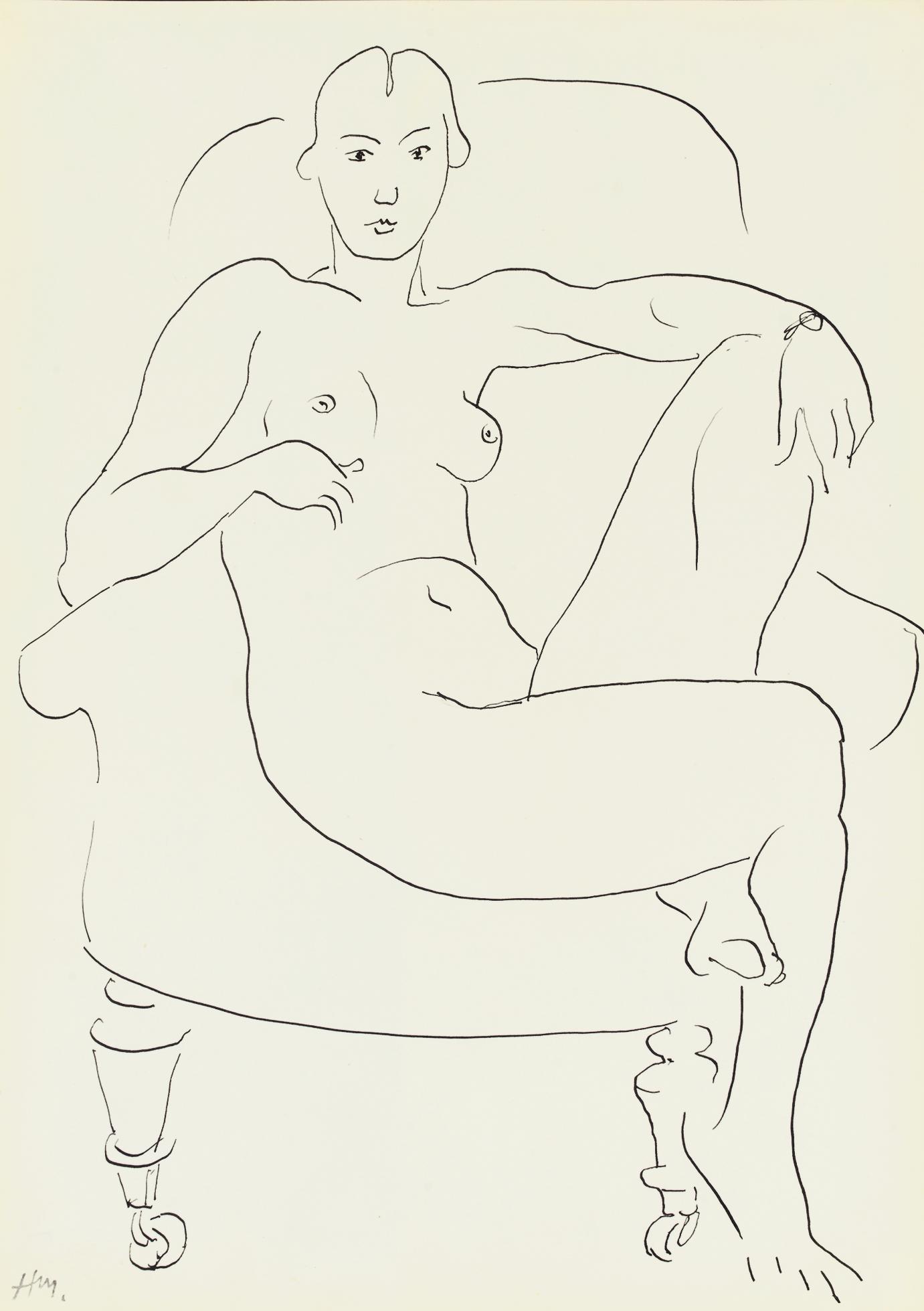 Femme nue assise dans un fauteuil 
