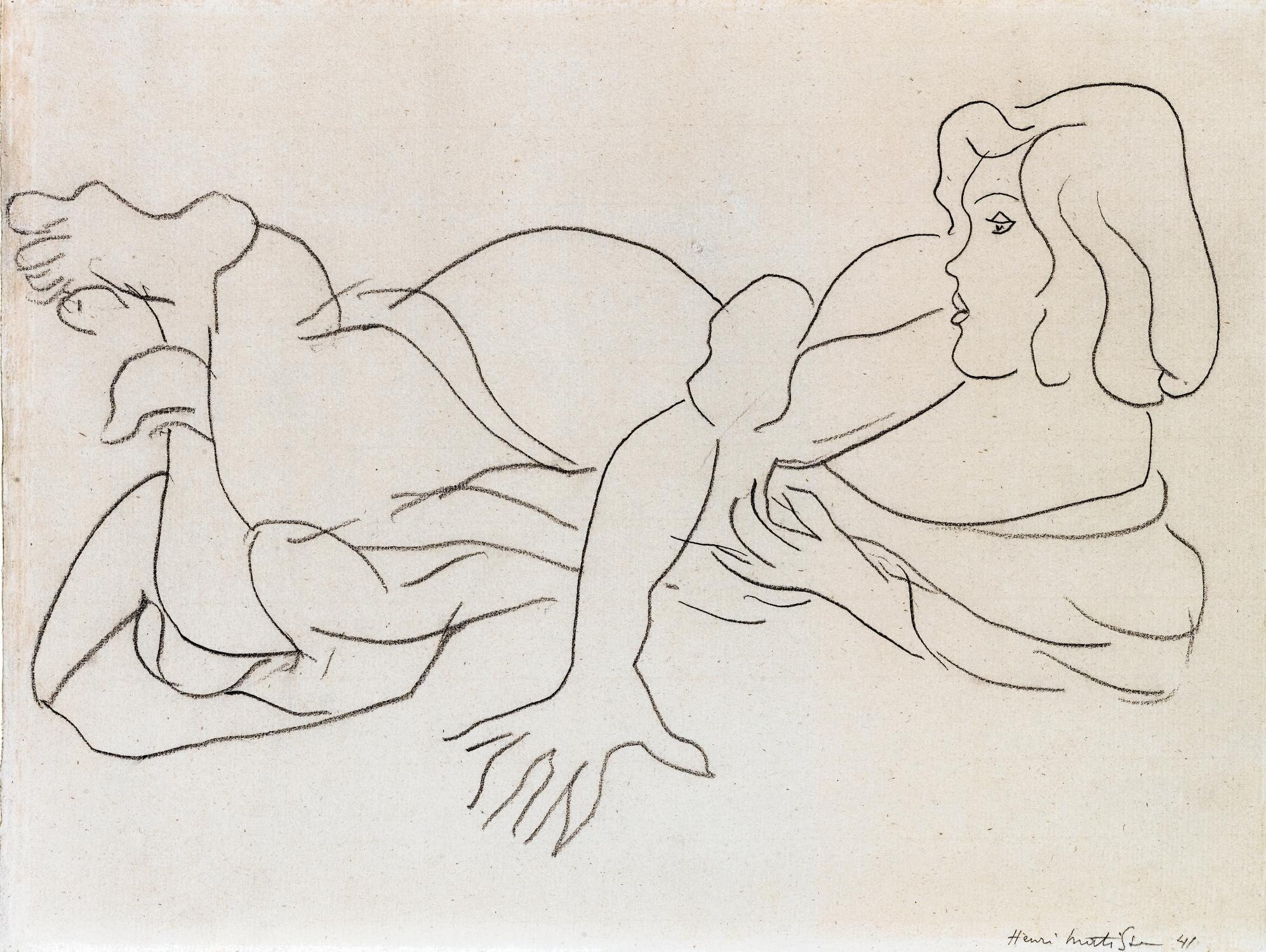 Jeune femme allongée 
