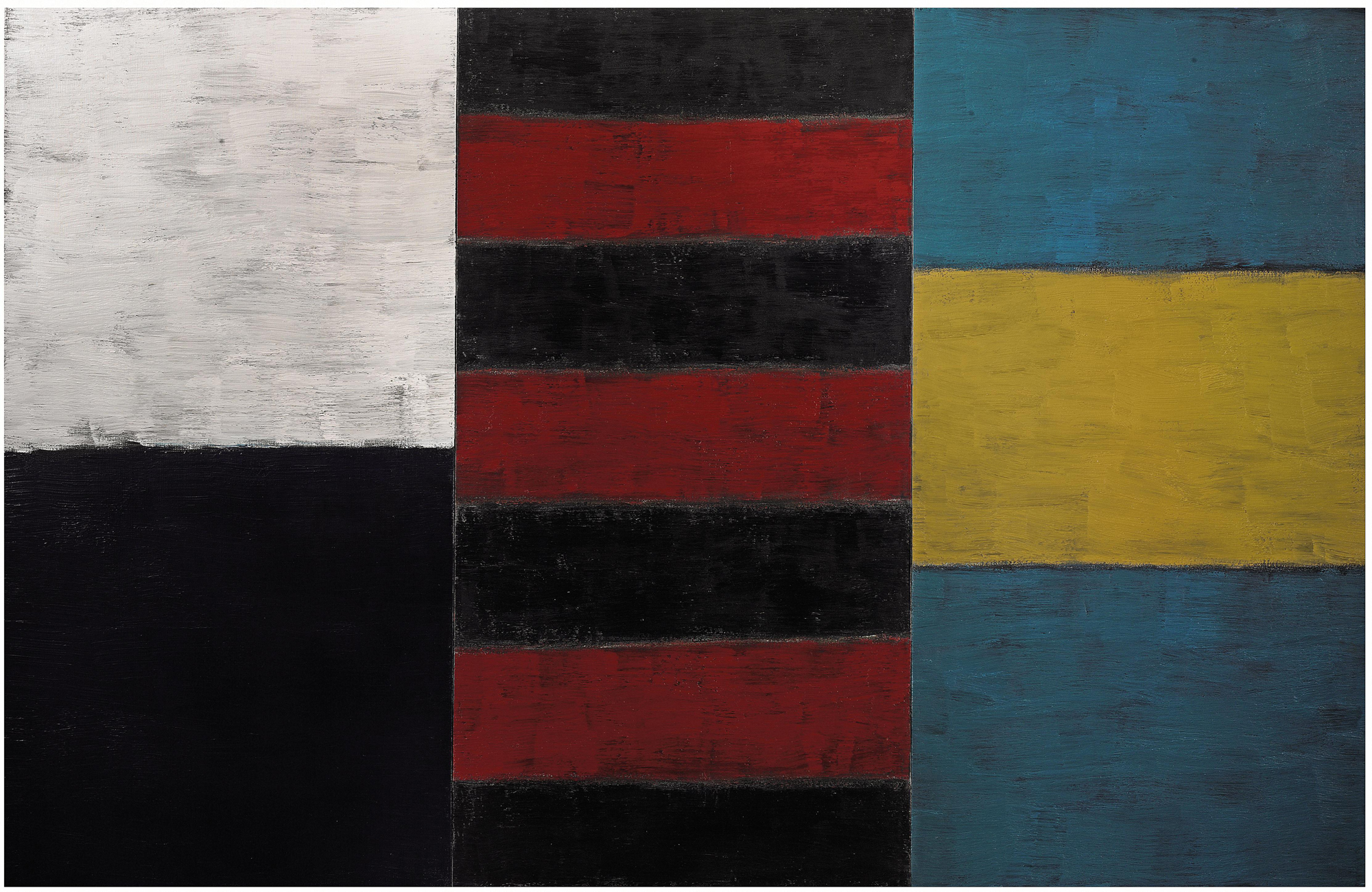 Sean Scully, One Yellow, 1985. Oil on canvas. 72 x 112 in (183 x 284.5 cm). Sold for &pound;769,250 on 30 June 2010 at Christie&rsquo;s in London.&nbsp;&copy; Sean Scully