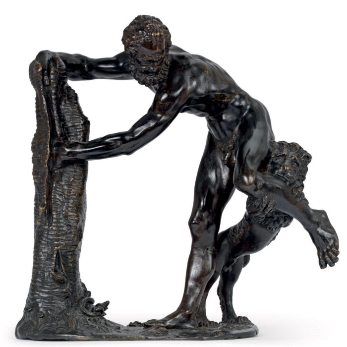 A BRONZE FIGURE OF MILO OF CROTON , PROBABLY VENETIAN, LATE 16TH OR ...