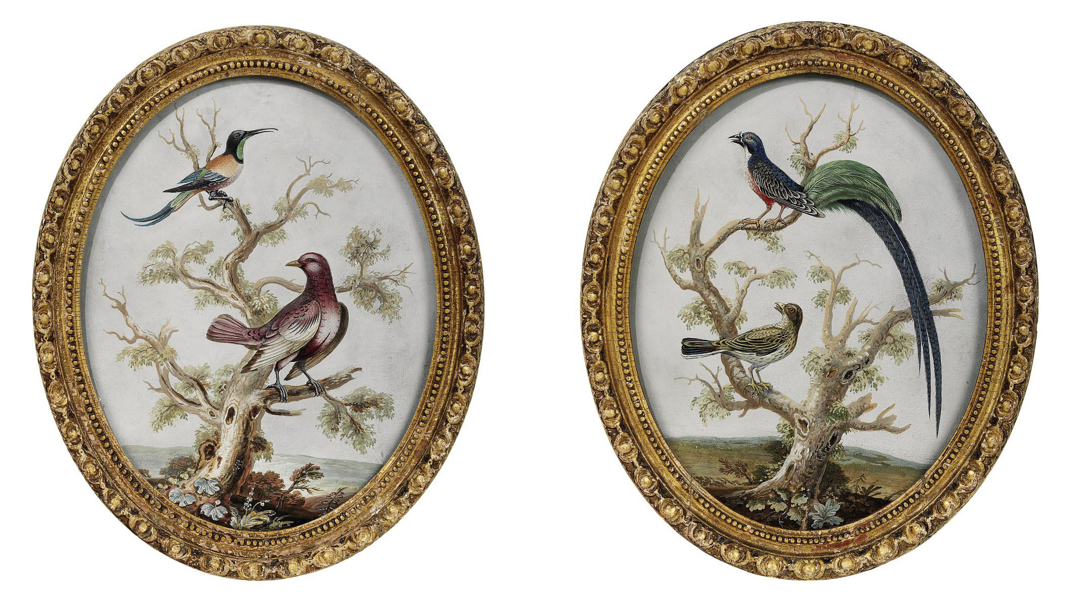 A PAIR OF III EMBOSSED OVAL BIRD PICTURES , LATE 18TH CENTURY Christie's