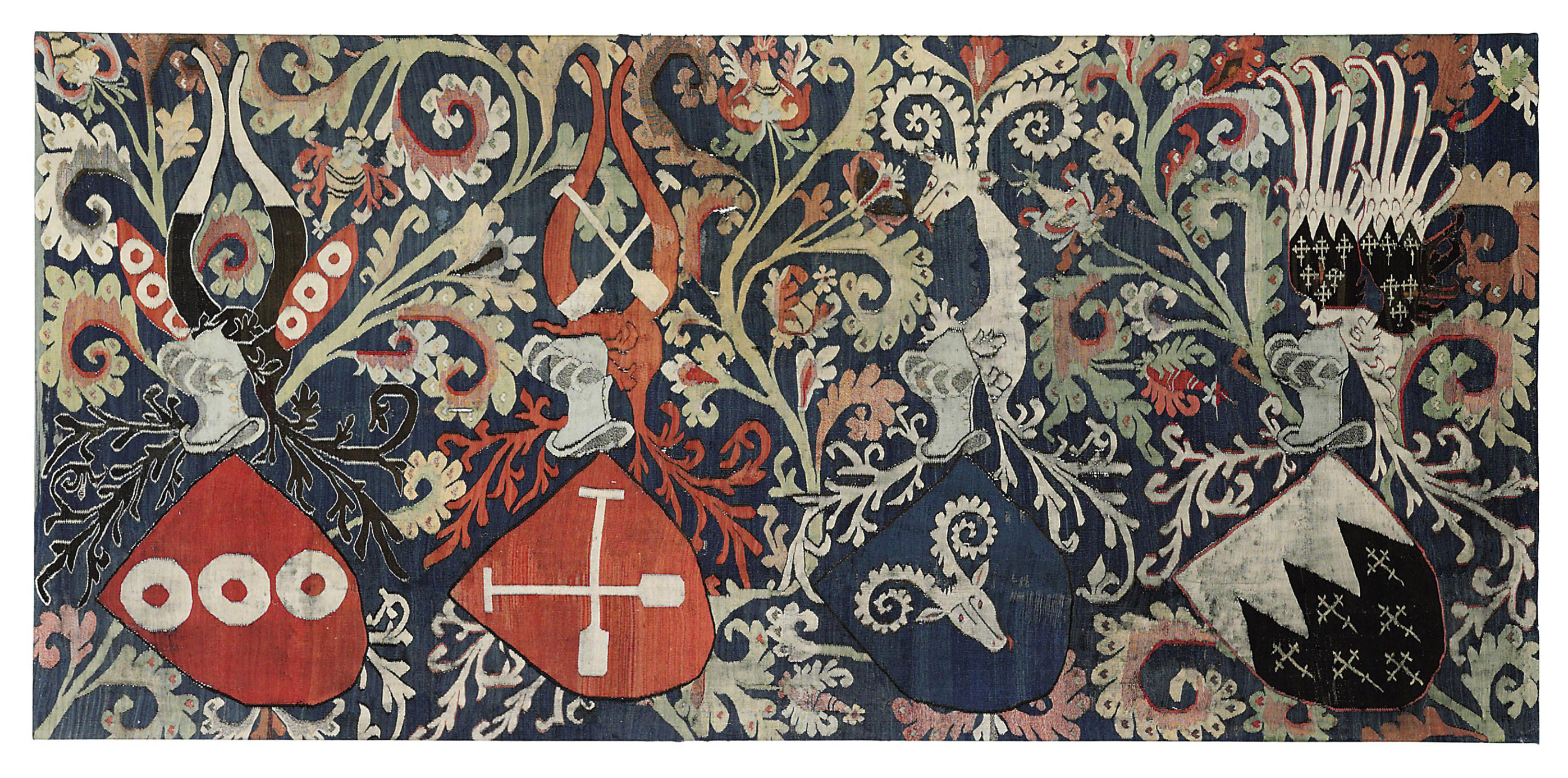 A GERMAN ARMORIAL TAPESTRY FRAGMENT , MIDDLERHINE, POSSIBLY MAINZ