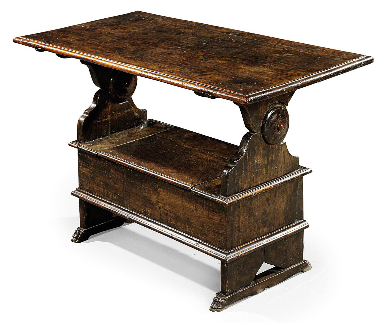 AN ITALIAN WALNUT CONVERTIBLE 'MONK'S' TABLE , 17TH CENTURY Christie's