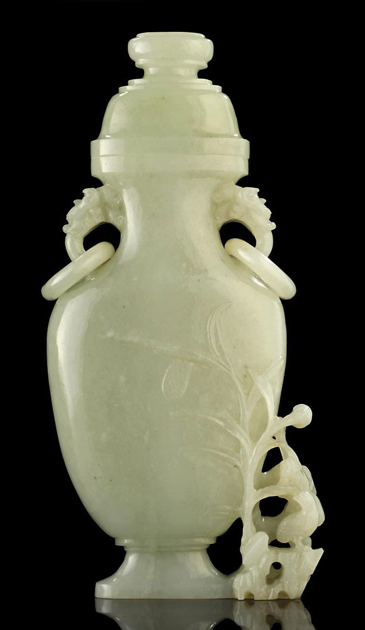 A WHITE JADE VASE AND COVER , 19TH CENTURY Christie's
