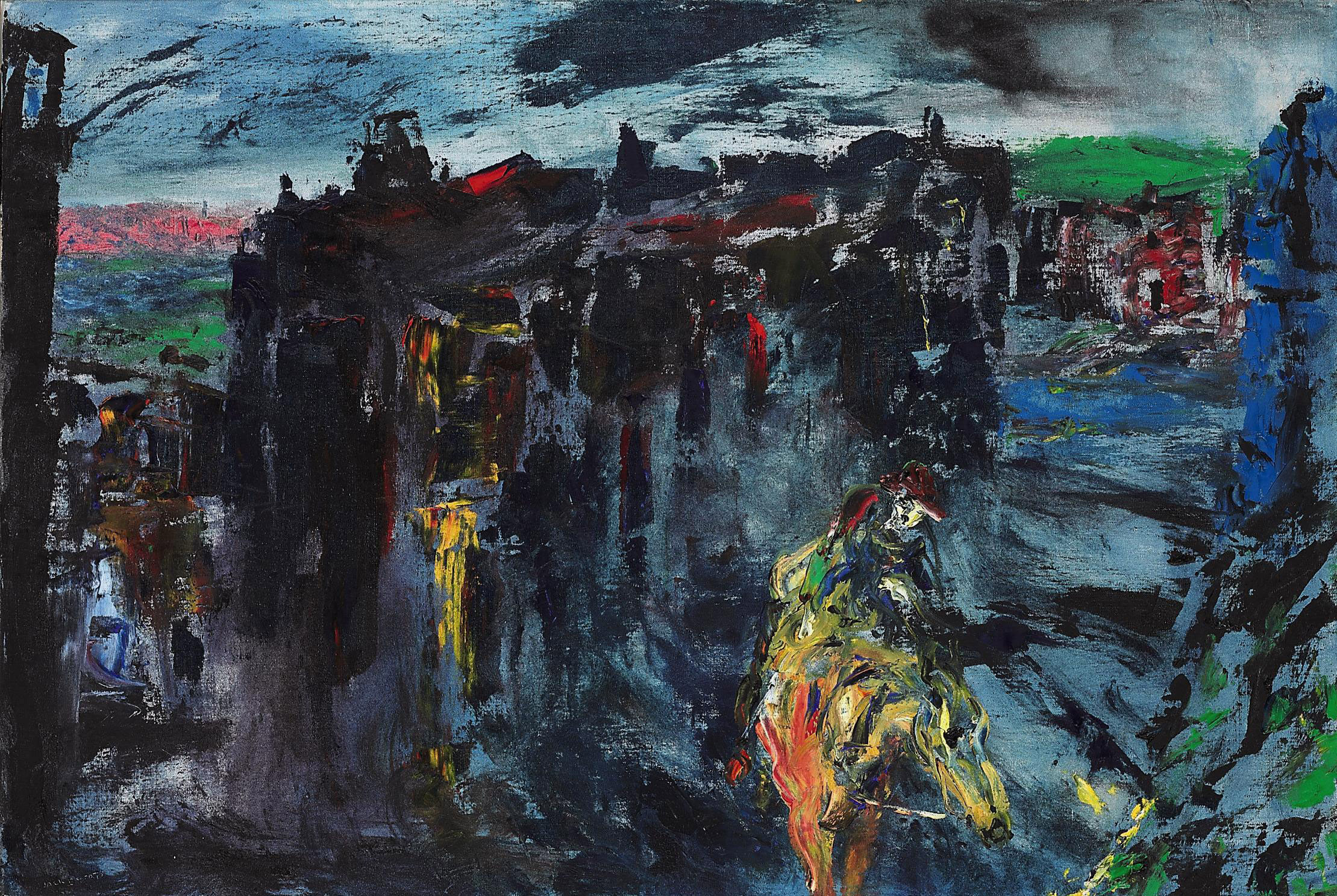 Jack Butler Yeats, R.H.A. (18711957) , A horseman enters a town at