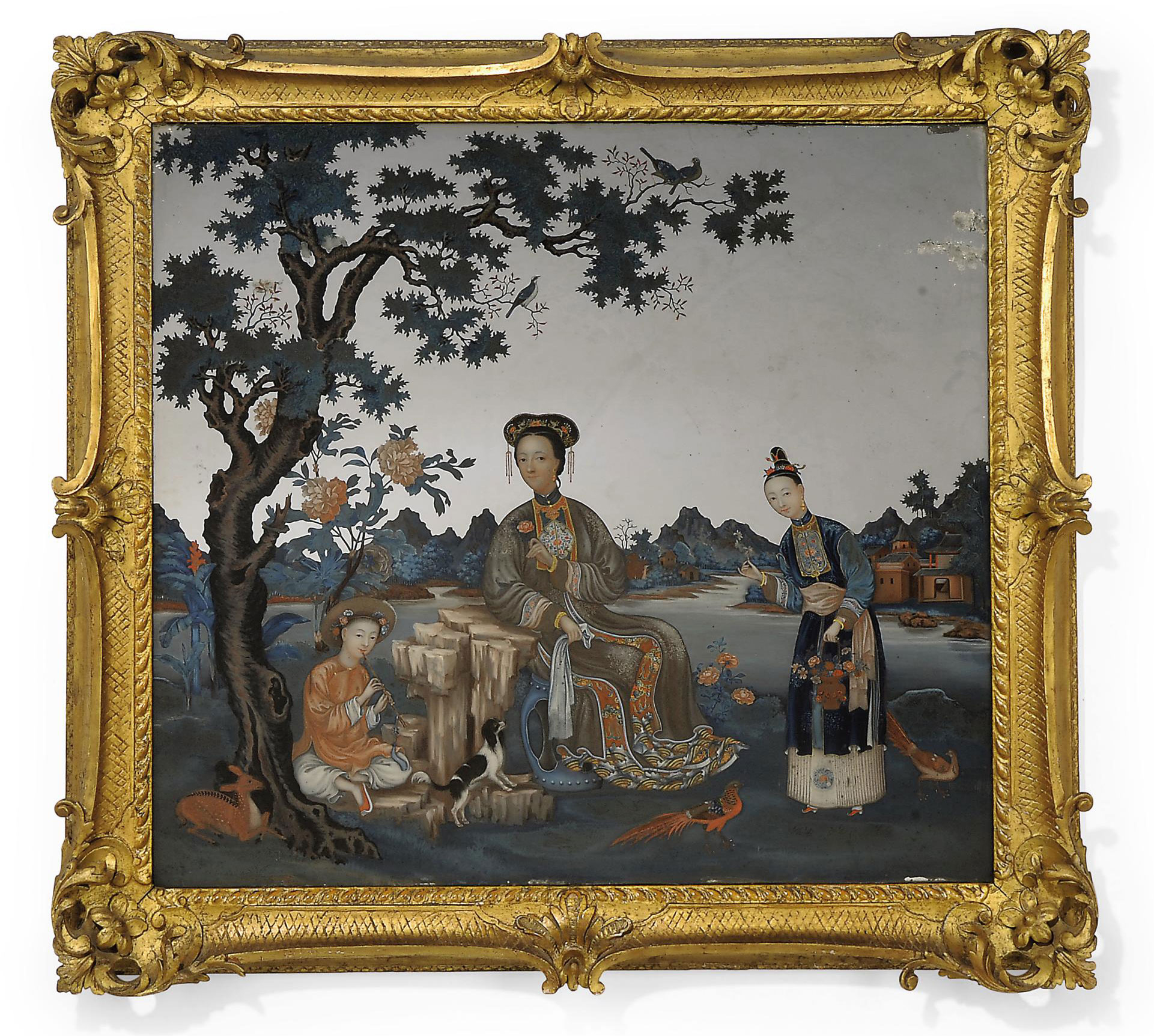 A Chinese Export Reverse Glass Mirror Painting Circa 1760