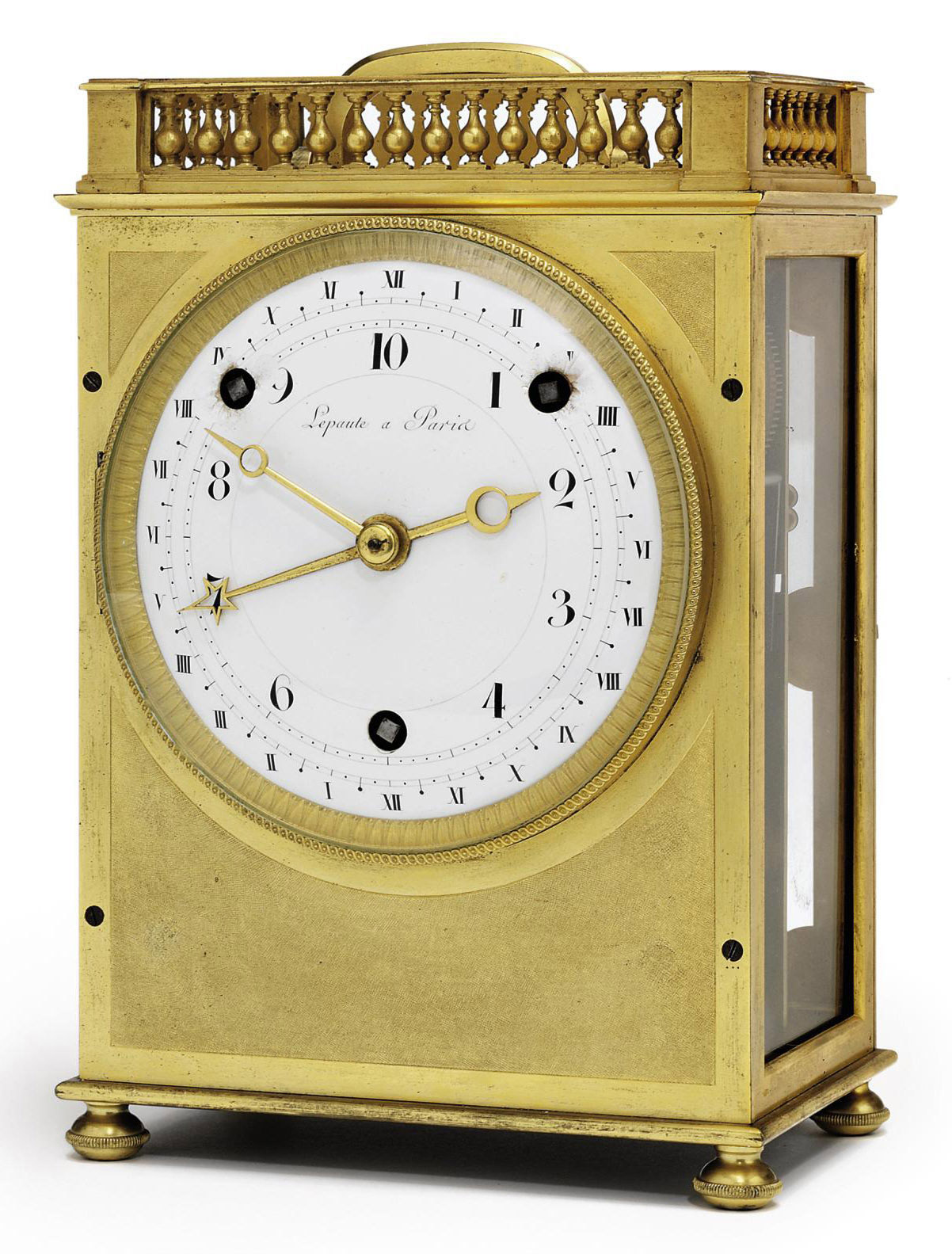 A FRENCH REPUBLICAN ORMOLU PENDULE PORTATIVE SHOWING BOTH DECIMAL AND