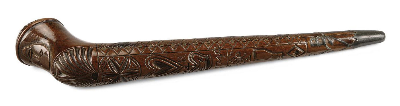 A George Ii Fruitwood And Pewter Inlaid Pipe Case