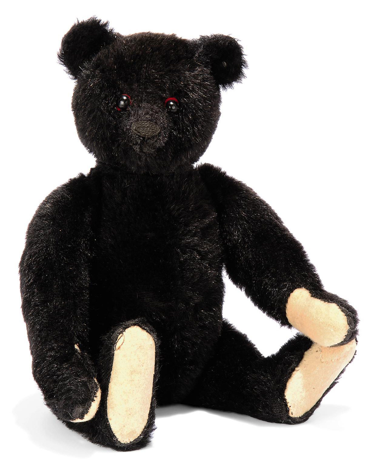 A STEIFF BLACK TEDDY BEAR, (5325,2), jointed, mohair, black boot button eyes, red felt discs ...