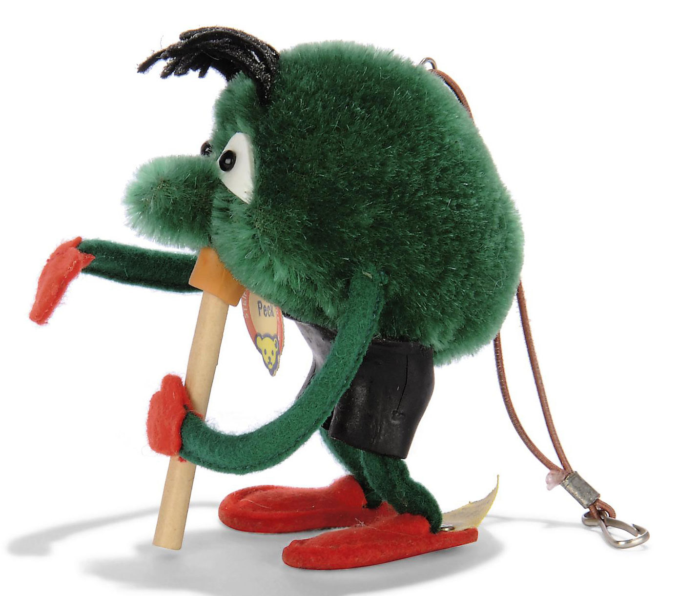 A Steiff Green Mohair Peck Bug 7312 Standing Black And White