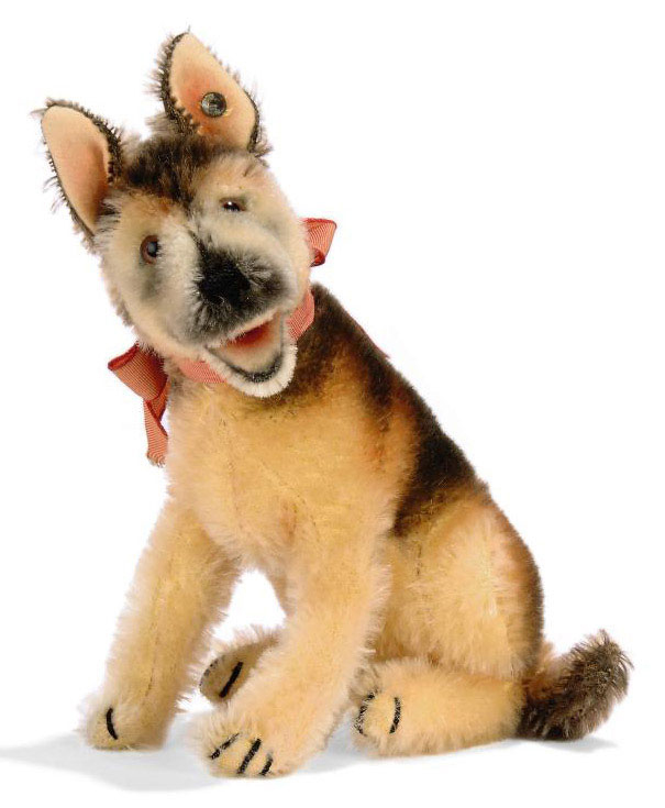 A STEIFF SEATED ARCO GERMAN SHEPHERD, (3322,2), light brown