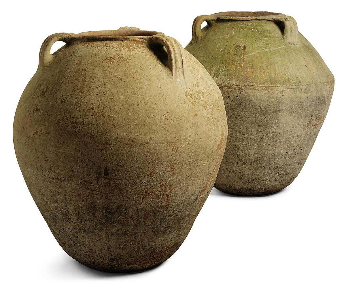 TWO TERRACOTTA OLIVE JARS , PROBABLY SOUTHERN TURKEY, 19TH CENTURY