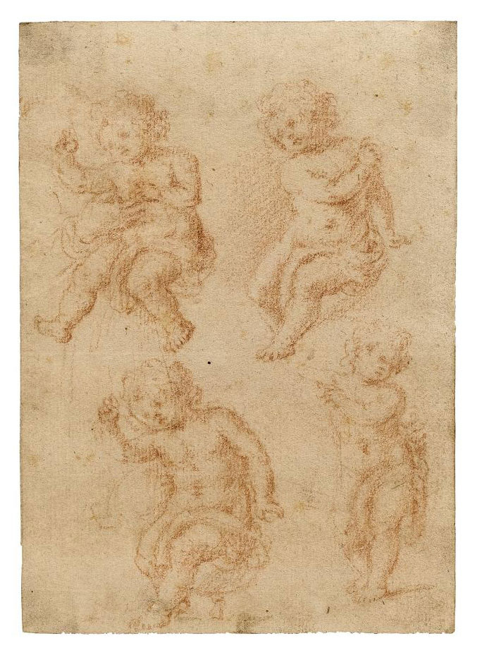 Four studies of children, probably for the Infant Christ 
