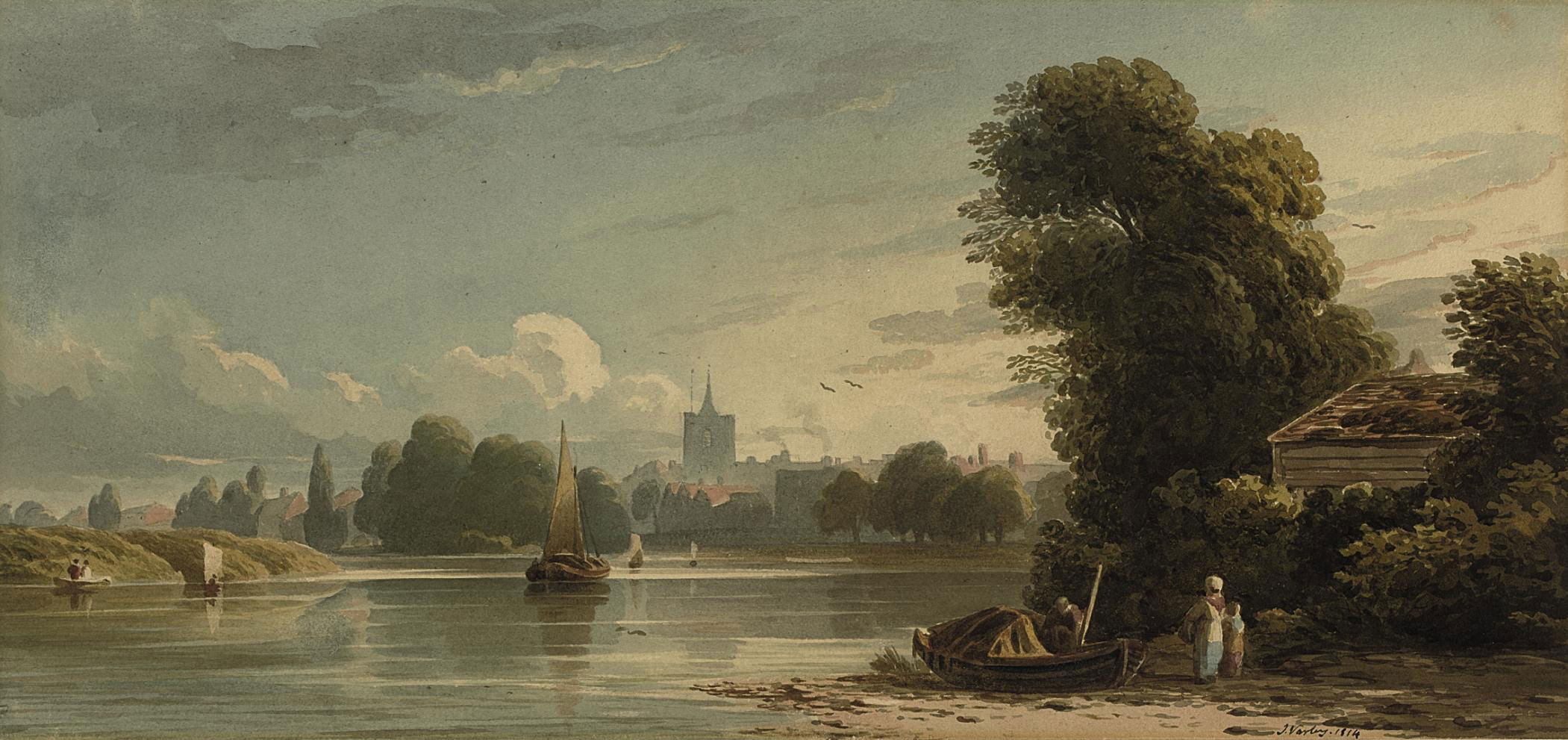 John Varley, O.W.S. (London 17781842) , The Thames at Chiswick