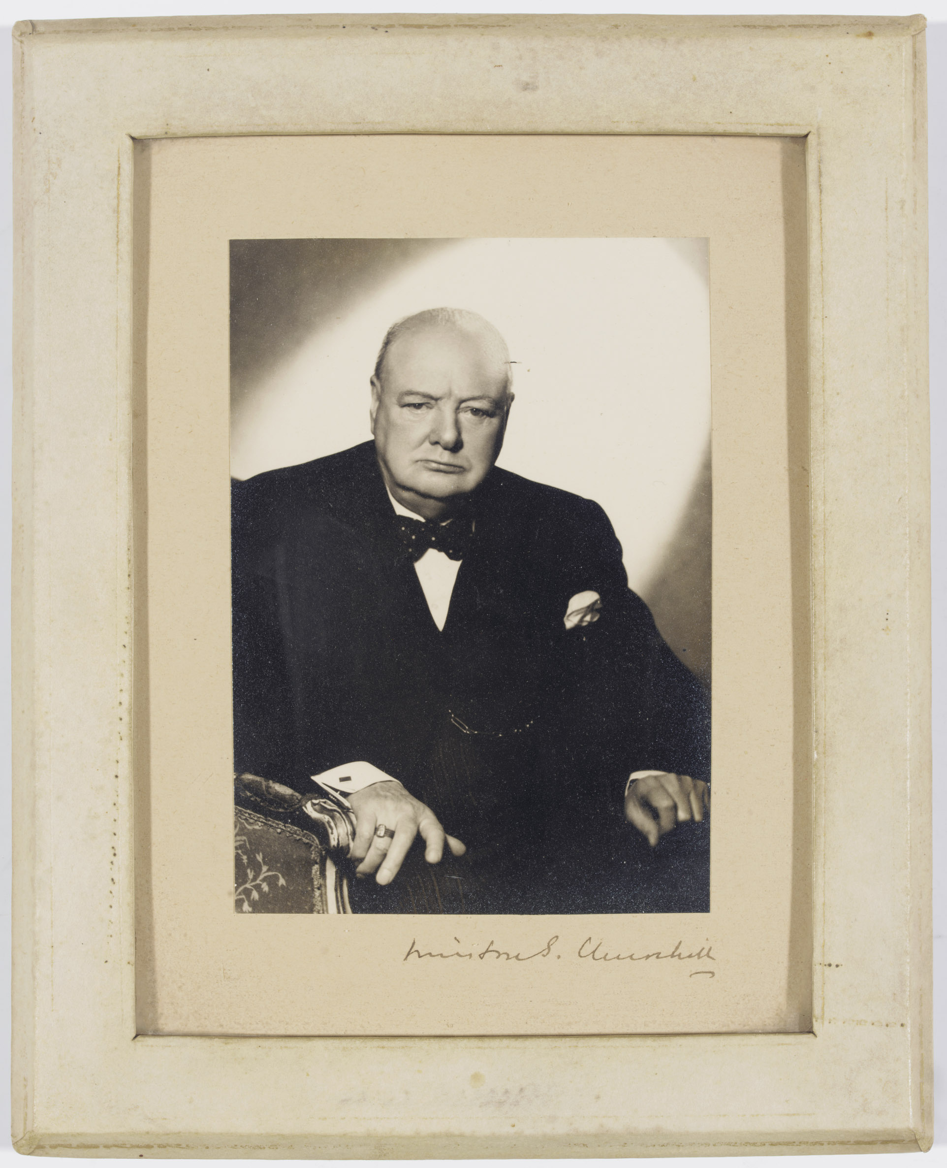 CHURCHILL, Winston S. (1874-1965). Photograph signed (on mount
