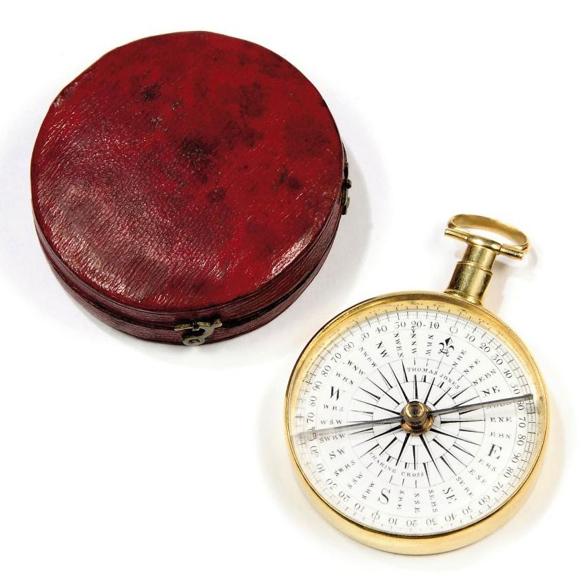 A GILT ENGLISH POCKET COMPASS