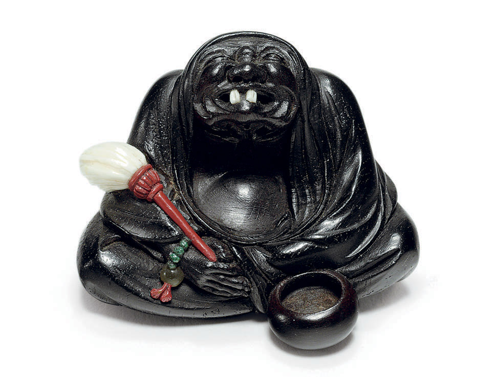 A wood Netsuke , SIGNED AND SEALED TOKOKU , MEIJI PERIOD ...