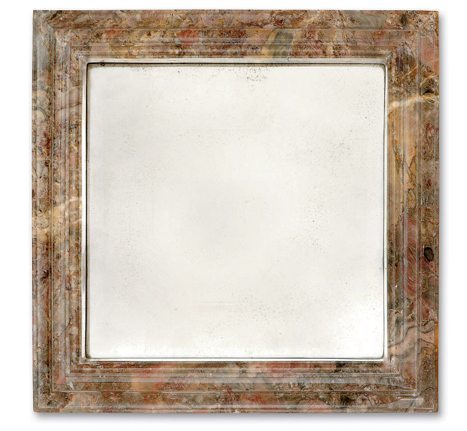 A PAIR OF MARBLE FRAMED WALL MIRRORS , PROBABLY ITALIAN, MID20TH