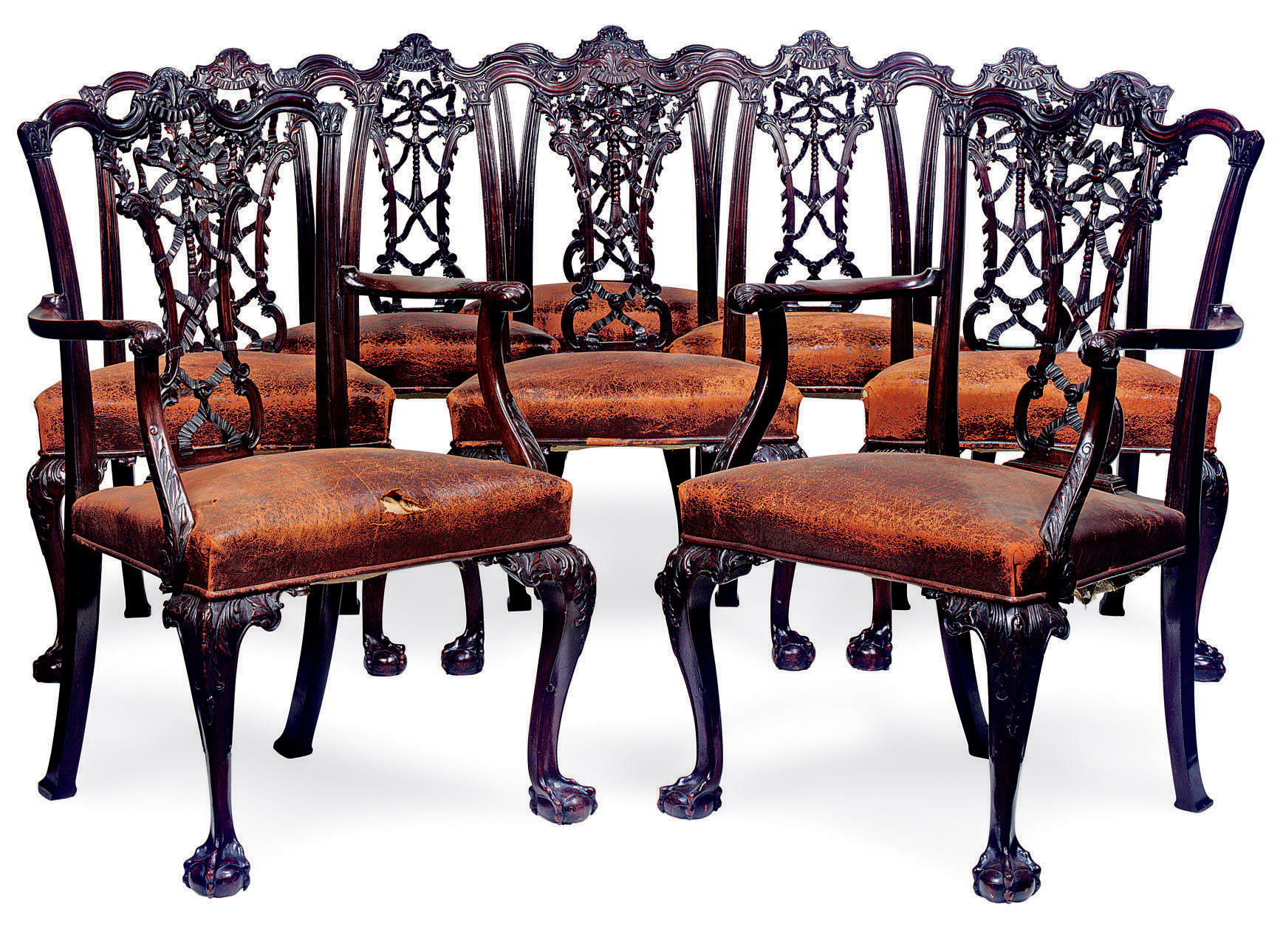 A SET OF LATE VICTORIAN MAHOGANY DINING CHAIRS , OF III STYLE, EARLY 20TH CENTURY