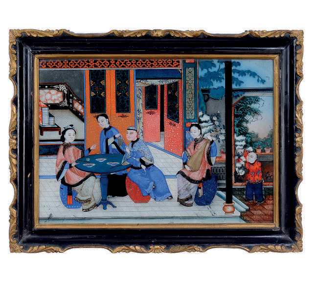 A Chinese Reverse Glass Painting Circa 1900 Paintings Glass